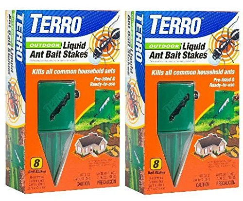 Terro T1812 Outdoor Liquid Ant Killer Bait Stakes - 8 Count -0.25 oz each- -2 Pack-