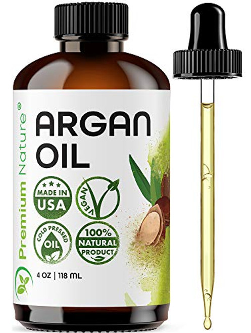 Argan Oil Organic  Virgin  100 percent  Pure  Cold Pressed Argon Oil Serum For Hair Stimulate Growth for Dry and Damaged Hair. Argan Oil for Skin Body Moisturizer. Nails Protector 4 oz