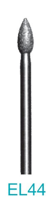 EL44 - 80 Grit Diamond Bur - 3 32 inch Shank -Made In USA- - Football Shaped Diamond Bur - Approximately 3.4mm diameter x 8mm head length