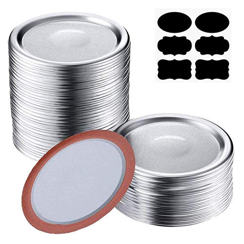 24 Pcs Wide Mouth Mason Jar Lids  86MM Canning Lids Wide Mouth with Silicone Seals Rings  Split-Type Lids Leak Proof and Secure Canning Jar Lids-86mm Lids Only-