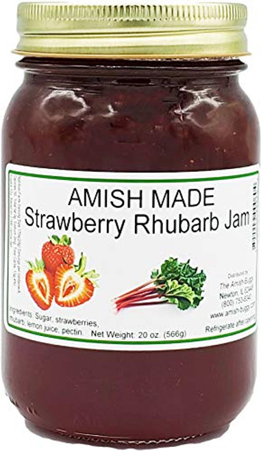Amish Strawberry Rhubarb Jam - 20 Oz Jar - Qty 2 Jars Amish Strawberry Rhubarb Jam - 20 Oz Jar - Qty 2 Jars