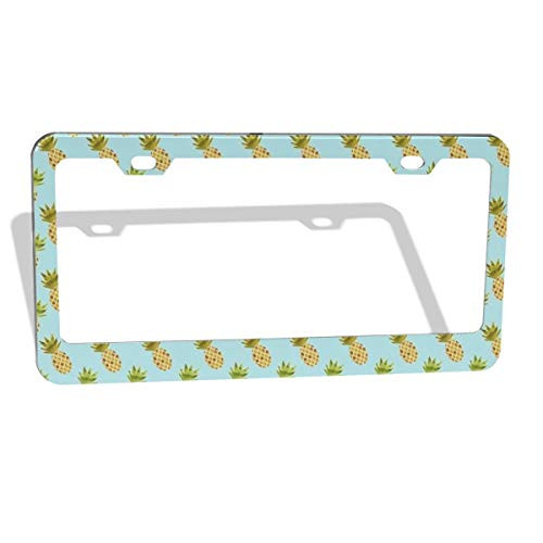 WUVWU Golden Pineapples Design Pattern License Plate Frames Stainless Steel Car Licence Plate Covers Decorative License Plate Frame-Two Packs-
