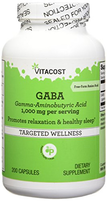 Vitacost GABA Gamma - Aminobutyric Acid - 1 000 mg per Serving - 200 Capsules