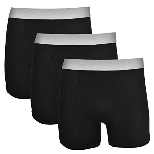 Basic Perspective Men s 100 percent  Cotton Tagless 3-Pack Boxer Brief 4.5 Inch Inseam Black