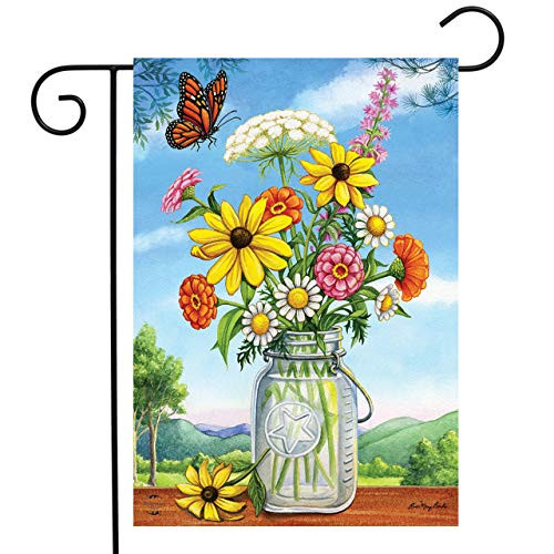 Briarwood Lane Sunshine Bouquet Spring Garden Flag Floral Mason Jar 12.5 inch x 18 inch