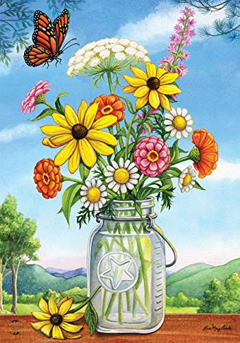 Briarwood Lane Sunshine Bouquet Spring House Flag Floral Mason Jar 28 inch x 40 inch