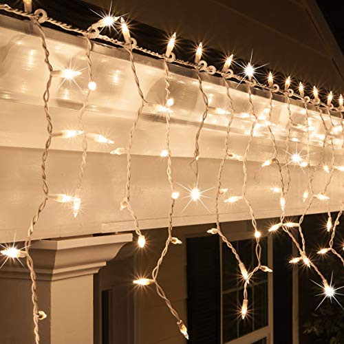 Kringle Traditions 8.5 ft 150 Clear Twinkle Icicle Lights on White Wire Clear Wedding Lights Outdoor Christmas Lights -Mini Incandescent Clear Twinkle- Kringle Traditions 8.5 ft 150 Clear Twinkle Icicle Lights on White Wire Clear Wedding Lights Outdoor Christmas Lights -Mini Incandescent Clear Twinkle-