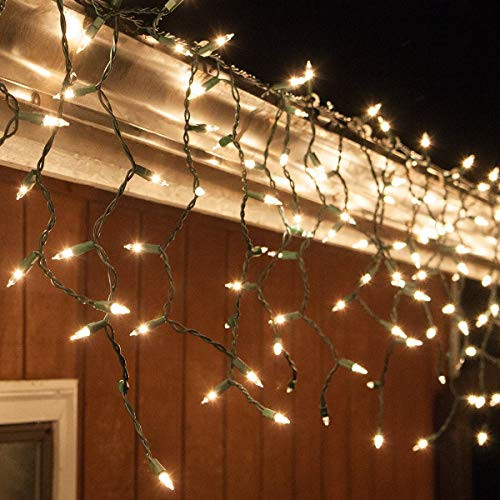 150 Clear Icicle Lights Green Wire Christmas Outdoor Hanging Lights Christmas Holiday Lights Outdoor Decorative Icicle Lights UL Listed -150 Lights Clear- 150 Clear Icicle Lights Green Wire Christmas Outdoor Hanging Lights Christmas Holiday Lights Outdoor Decorative Icicle Lights UL Listed -150 Lights Clear-