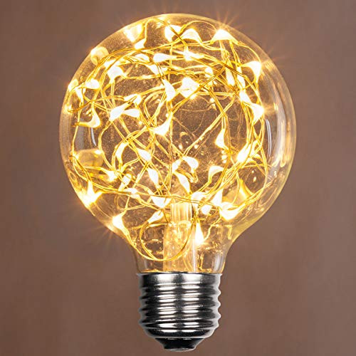LEDimagine Fairy String Light Bulb Fairy Lights  LED Globe Fairy Light Pendant Bulb  Globe Fairy LED Light -Warm White  G80 Globe Light Bulb  E26 Base-