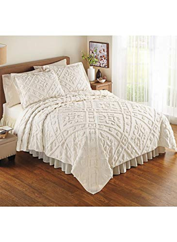 Carol Wright Gifts 100 percent  Cotton Chenille Coverlet  Color Cream  Size Sham -20 inch W x 26 inch L-  Cream  Size Sham -20 inch W x 26 inch L-