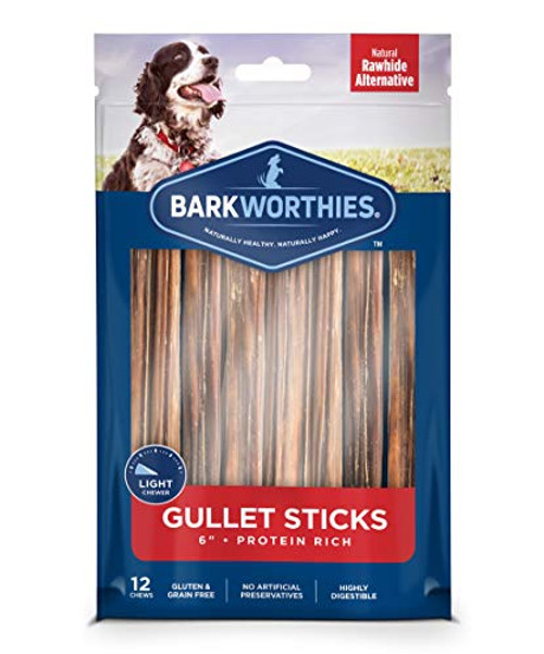 Barkworthies Beef Gullet Sticks 6 inch - 5 Sticks - All Natural Dog Chews