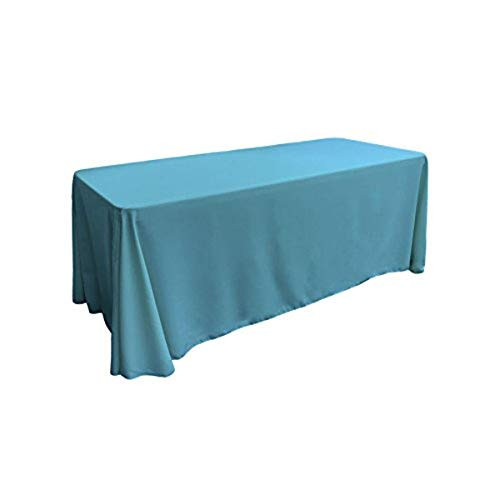 LA Linen Polyester Poplin Rectangular Tablecloth  90 inch x 156 inch  Dark Turquoise