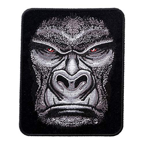 PatchStop Gorilla Head Iron On Patches for Clothing Jeans - 4x5in Small DIY Sew On Patch for Jackets Bags - Embroidered Jungle Animals Decorative Patches