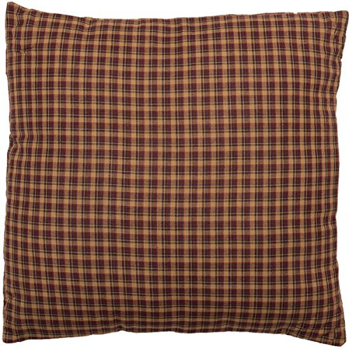 VHC Brands Americana Primitive Pillows  and  Throws-Patriotic Patch Fabric 16 inch x 16 inch Pillow  Deep Red