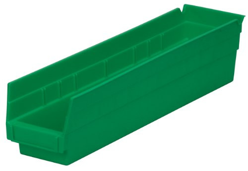 Akro-Mils 30128 18-Inch by 4-Inch by 4-Inch Plastic Nesting Shelf Bin Box, Green, Case of 12