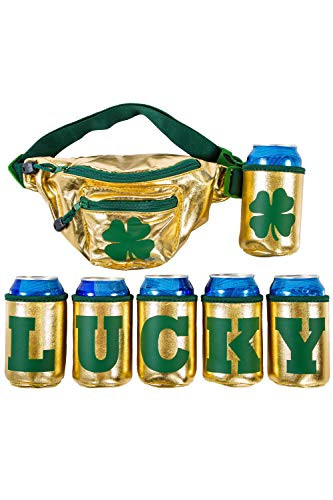 St. Patrick s Day inchLucky inch Fanny Pack with 6 Drink Holders for St. Paddy s Day Hip Bag