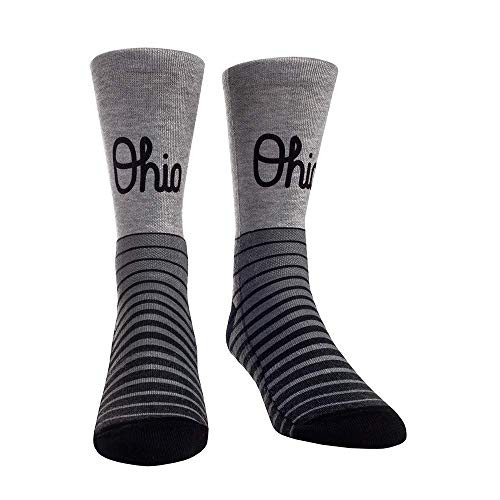 Rock Em Elite Ohio State Buckeyes Script Stripes Grey NCAA Licensed Crew Socks