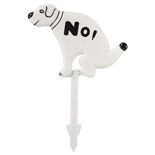 Fox Valley Traders No Waste Dog Sign  Glow-in-The-Dark Lawn Stake  White Plastic  10 ½ Wide x 16 High