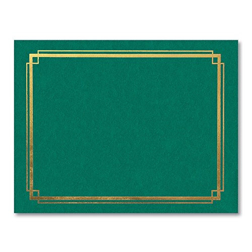 PaperDirect Gold Foil Border Green Certificate Jackets  9-½ x 12 Inch Folded  Holds 8-½ x 11 Inch Certificates  10 Count