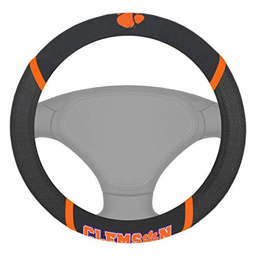 FANMATS - 14849 NCAA Clemson University Tigers Polyester Steering Wheel Cover 15 inchx15 inch FANMATS - 14849 NCAA Clemson University Tigers Polyester Steering Wheel Cover 15 inchx15 inch