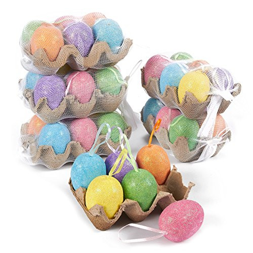 Juvale Sparkling Easter Egg Ornaments Home Decor and DIY Crafts -Plastic  36-Pack-