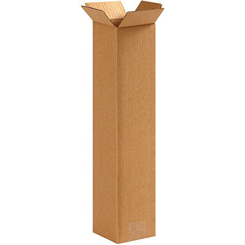 Boxes Fast BF4418 Tall Cardboard Boxes, 4" x 4" x 18", Single Wall Corrugated, for Moving, Shipping, Packing or Storage, Kraft (Pack of 25)