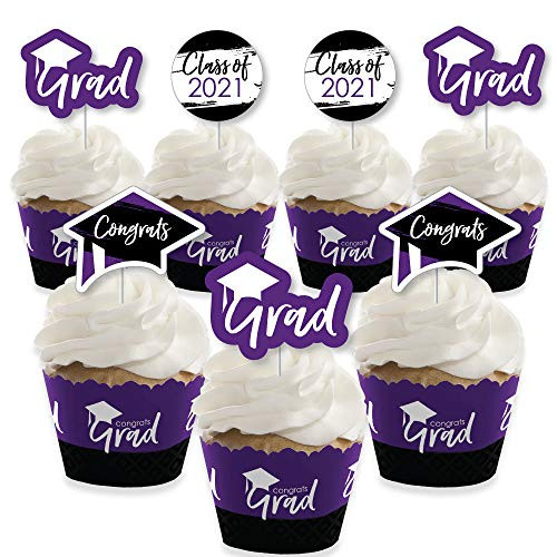Big Dot of Happiness Purple Grad - Best is Yet to Come - Cupcake Decoration - 2021 Purple Graduation Party Cupcake Wrappers and Treat Picks Kit - Set of 24 Big Dot of Happiness Purple Grad - Best is Yet to Come - Cupcake Decoration - 2021 Purple Graduation Party Cupcake Wrappers and Treat Picks Kit - Set of 24