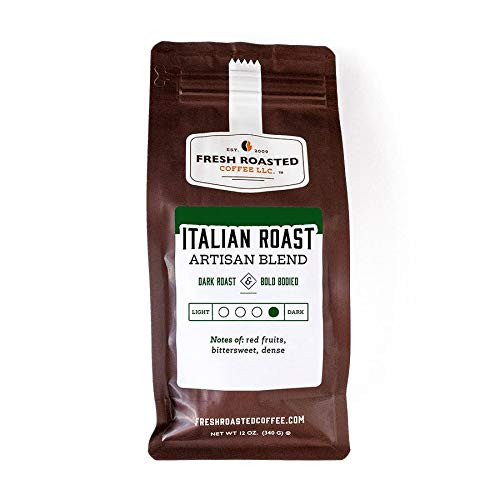 Fresh Roasted Coffee LLC  Italian Roast Coffee  Artisan Blend  Dark Roast  Whole Bean  12 Ounce Bag