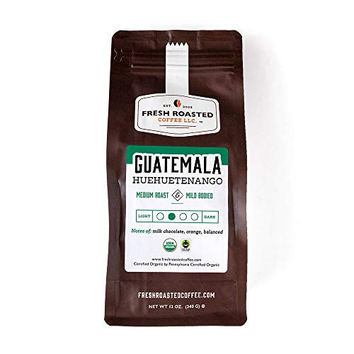 Fresh Roasted Coffee LLC  Organic Guatemalan Huehuetenango Coffee  Medium Roast  Whole Bean  12 Ounce Bag Fresh Roasted Coffee LLC  Organic Guatemalan Huehuetenango Coffee  Medium Roast  Whole Bean  12 Ounce Bag