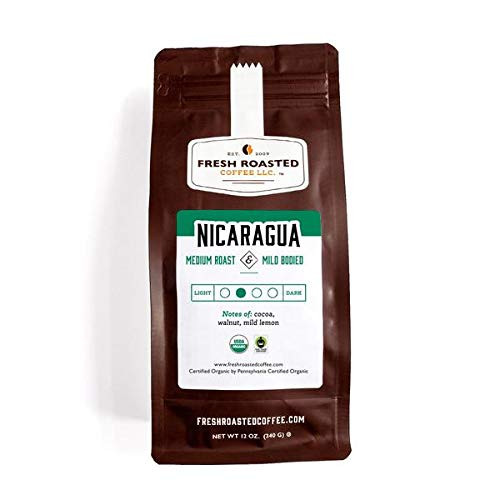 Fresh Roasted Coffee LLC Organic Nicaraguan Coffee Medium Roast Whole Bean 12 Ounce Bag Fresh Roasted Coffee LLC Organic Nicaraguan Coffee Medium Roast Whole Bean 12 Ounce Bag