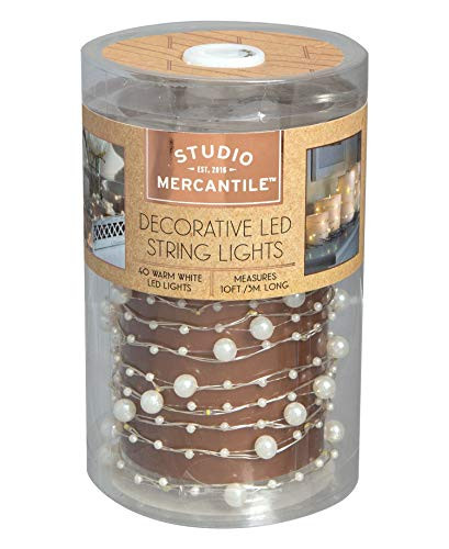 Studio Mercantile Decorative LED Micro Pearls 10ft String Lights Warm White 10 Feet