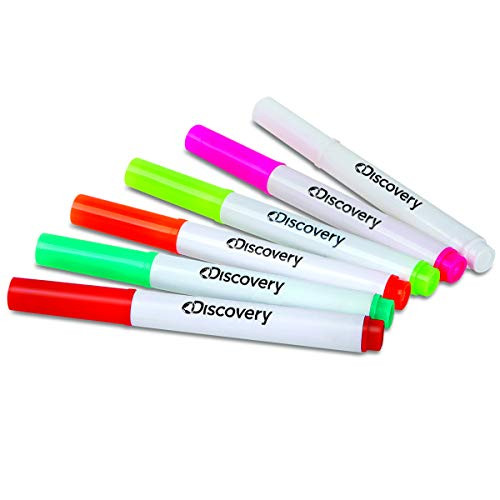 Discovery Kids Neon Glow Drawing Easel Color Markers  Built-in Kickstand Wall Mount  Choose from 6 Light Modes  Easy to Clean Washable  Wide Screen  Flat Storage  Multicolor Markers ONLY  6pk