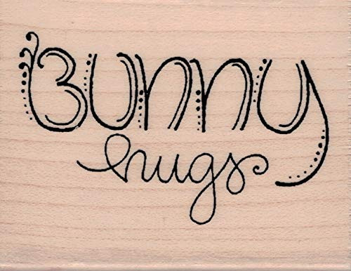 Impression Obsession D19917 Bunny Hugs Wood Mounted Rubber Stamp