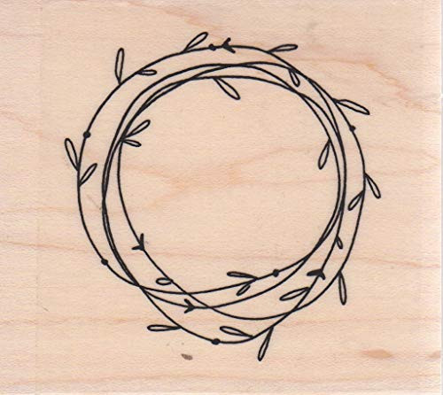 Impression Obsession D20737 Wreath Wood Mounted Rubber Stamp