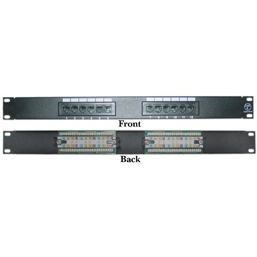 12 Port Cat6 Patch Panel  19 inch Horizontal Rackmount or Wall Mount Panel  RJ45 Ethernet 110 Type  568A 568B Compatible  1U  Black  CableWholesale