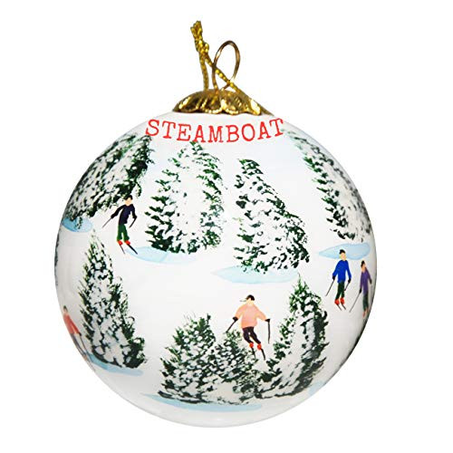 Art Studio Company Hand Painted Glass Christmas Ornament - Skiing The Glades - Steamboat Springs Colorado Art Studio Company Hand Painted Glass Christmas Ornament - Skiing The Glades - Steamboat Springs Colorado