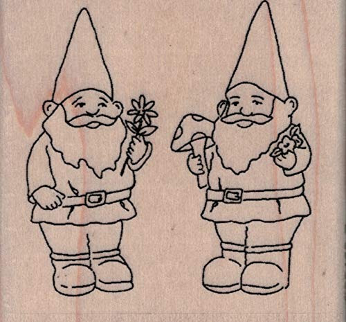 Impression Obsession C20463 Gnomes Wood Mounted Rubber Stamp