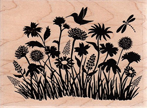 Garden Silhouette Wood Mounted Rubber Stamp -F16352-