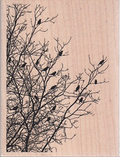 Bird Silhouettes Wood Mounted Rubber Stamp -F16364-