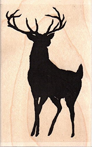 Buck Deer Silhouette Wood Mounted Rubber Stamp -D13467-