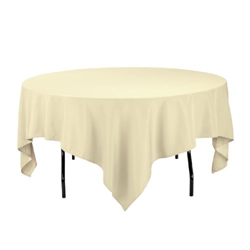 LinenTablecloth 85-Inch Square Polyester Tablecloth Ivory