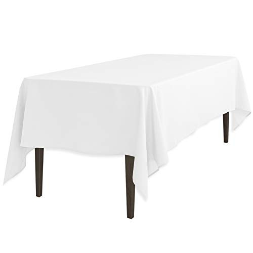 LinenTablecloth Rectangular Economy Polyester Tablecloth  60 by 102-Inch  White