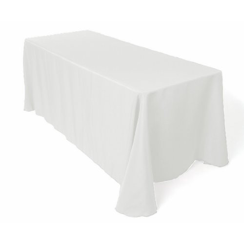 LinenTablecloth Rectangular Economy Polyester Tablecloth  90 by 132-Inch  White