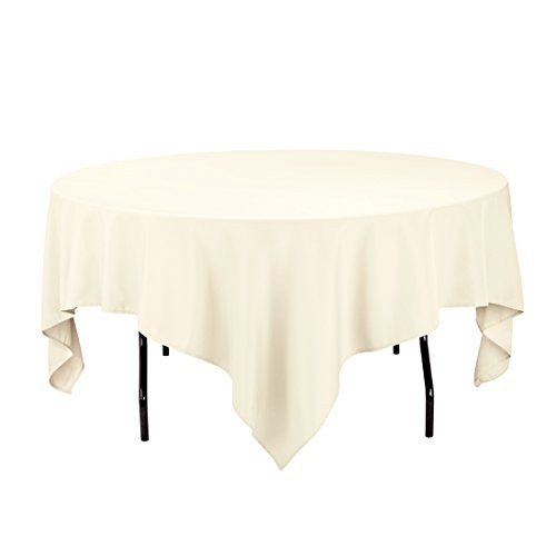 LinenTablecloth 85 in. Square Economy Polyester Tablecloth Ivory