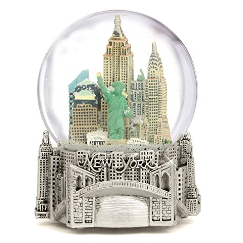 Silver Musical New York City Snow Globe, (6 Inch) NYC Snow Globes Silver Musical New York City Snow Globe, (6 Inch) NYC Snow Globes