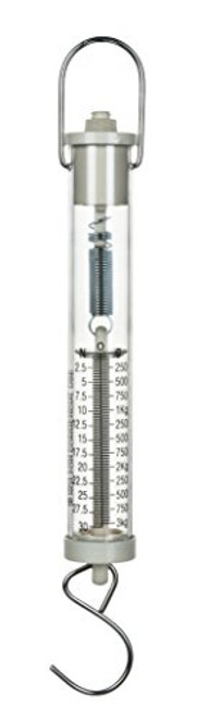 Eisco Labs Newton Force Meter Spring Scale - Max Capacity 30N  3Kg  Dual Scale Labeled