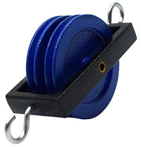 Double Parallel Pulley  2 inch Diameter Wheels - Mounted in a Heavy Duty Metal Frame - Eisco Labs