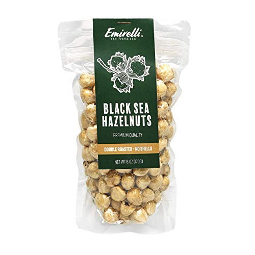 Emirelli Turkish Black Sea Hazelnuts  Double Roasted Without Shell Intense Nuts  Non GMO Natural Vegan Snacks  Remains Fresh with Resealable Bag -Roasted Hazelnuts - No Shell  Pack of 1-