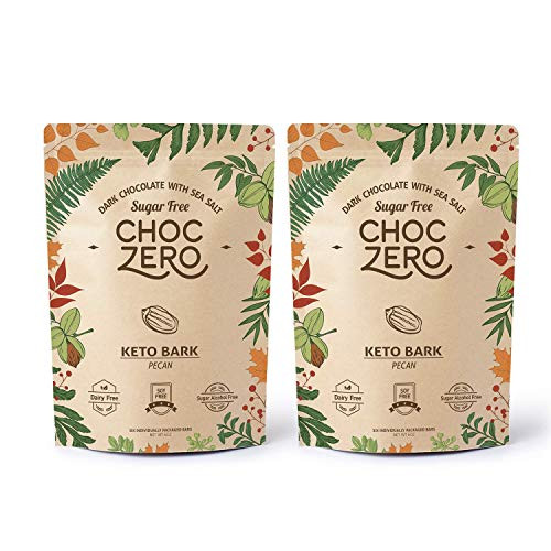 ChocZero s Keto Bark Dark Chocolate Pecan with Sea Salt No Added Sugar Low Carb No Sugar Alcohols No Added Sugar -2 bags 12 servings- ChocZero s Keto Bark Dark Chocolate Pecan with Sea Salt No Added Sugar Low Carb No Sugar Alcohols No Added Sugar -2 bags 12 servings-