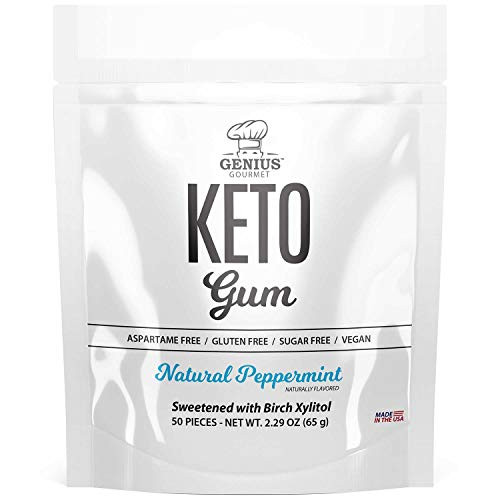 Genius Gourmet Keto Chewing Gum - Sweetened with Birch Xylitol Aspartame Free Gluten Free Sugar Free Vegan Delicious Flavor 50 Pieces -Natural Peppermint- Genius Gourmet Keto Chewing Gum - Sweetened with Birch Xylitol Aspartame Free Gluten Free Sugar Free Vegan Delicious Flavor 50 Pieces -Natural Peppermint-